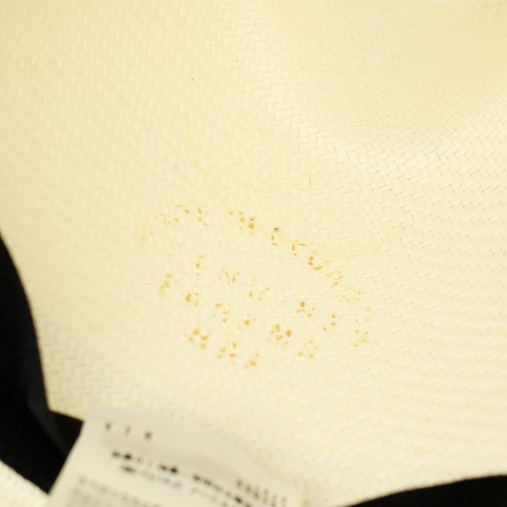 【中古】ボルサリーノ Borsalino ショートブリム 中折れ パナマハット 帽子 アイボリーxネイビー【サイズ59】【 状態ランクB 】【 メンズ 】