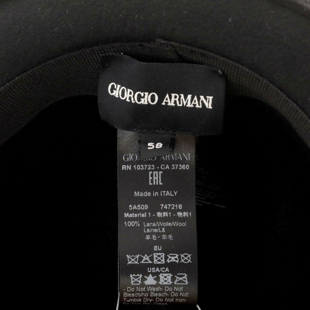 【中古】ジョルジオアルマーニ GIORGIO ARMANI ウール 中折れ ハット ブラック【 58 】【 状態ランクB 】【 メンズ 】