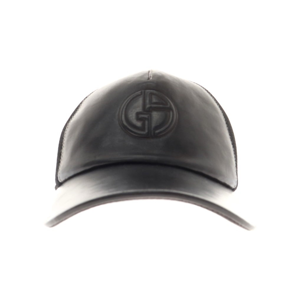 【中古】ジョルジオアルマーニ GIORGIO ARMANI レザー メッシュ BBキャップ ブラック【 M 】【 状態ランクB 】【 メンズ 】
