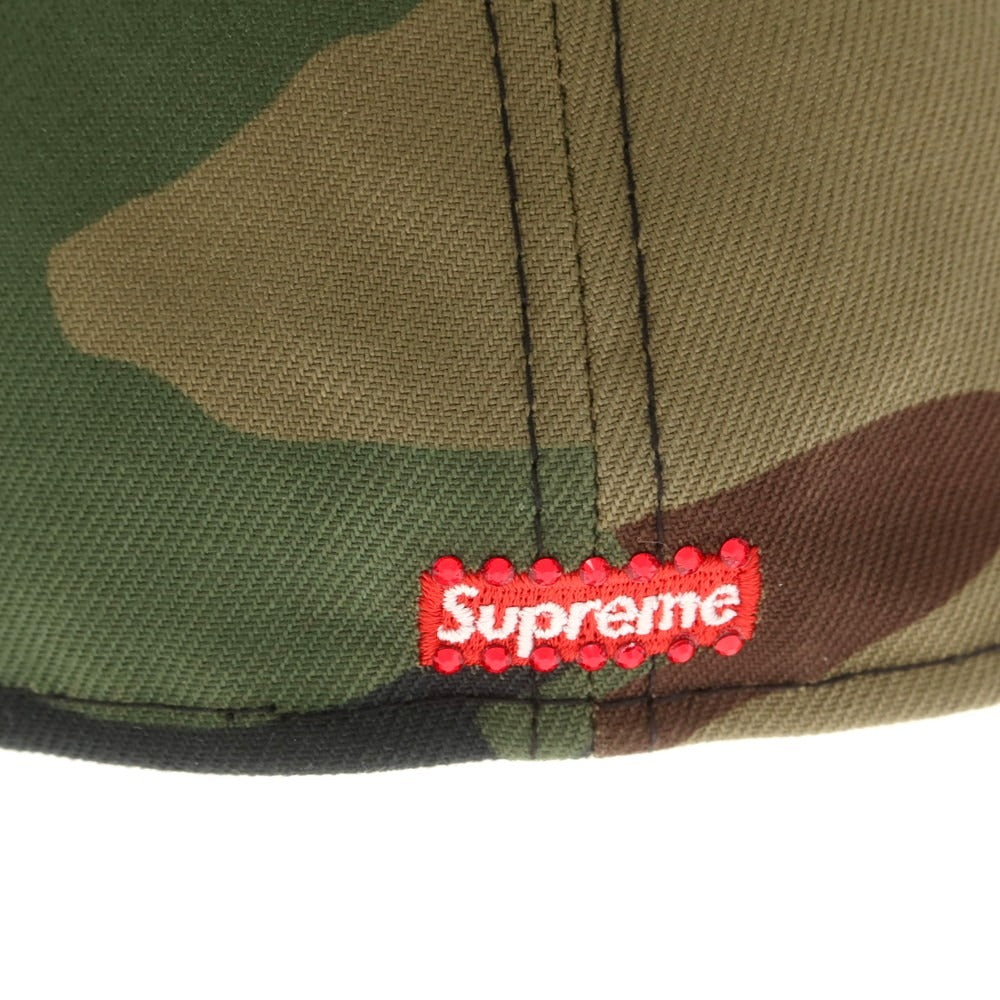 【中古】シュプリーム Supreme 2025年秋冬 Swarovski S Logo New Era カモフラージュ柄 キャップ グリーンxブラウン【 7 3/8 】【 状態ランクA 】【 メンズ 】