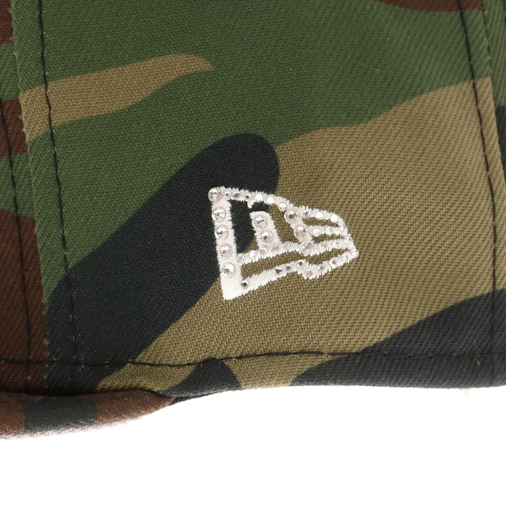 【中古】シュプリーム Supreme 2025年秋冬 Swarovski S Logo New Era カモフラージュ柄 キャップ グリーンxブラウン【 7 3/8 】【 状態ランクA 】【 メンズ 】