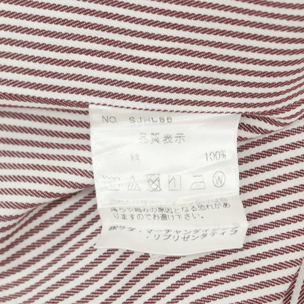 【中古】メイカーズシャツ カマクラ Makers Shirt 鎌倉 コットン ストライプ ワイドカラー ドレスシャツ ブラウンxホワイト【 45-85 】【 状態ランクB 】【 メンズ 】