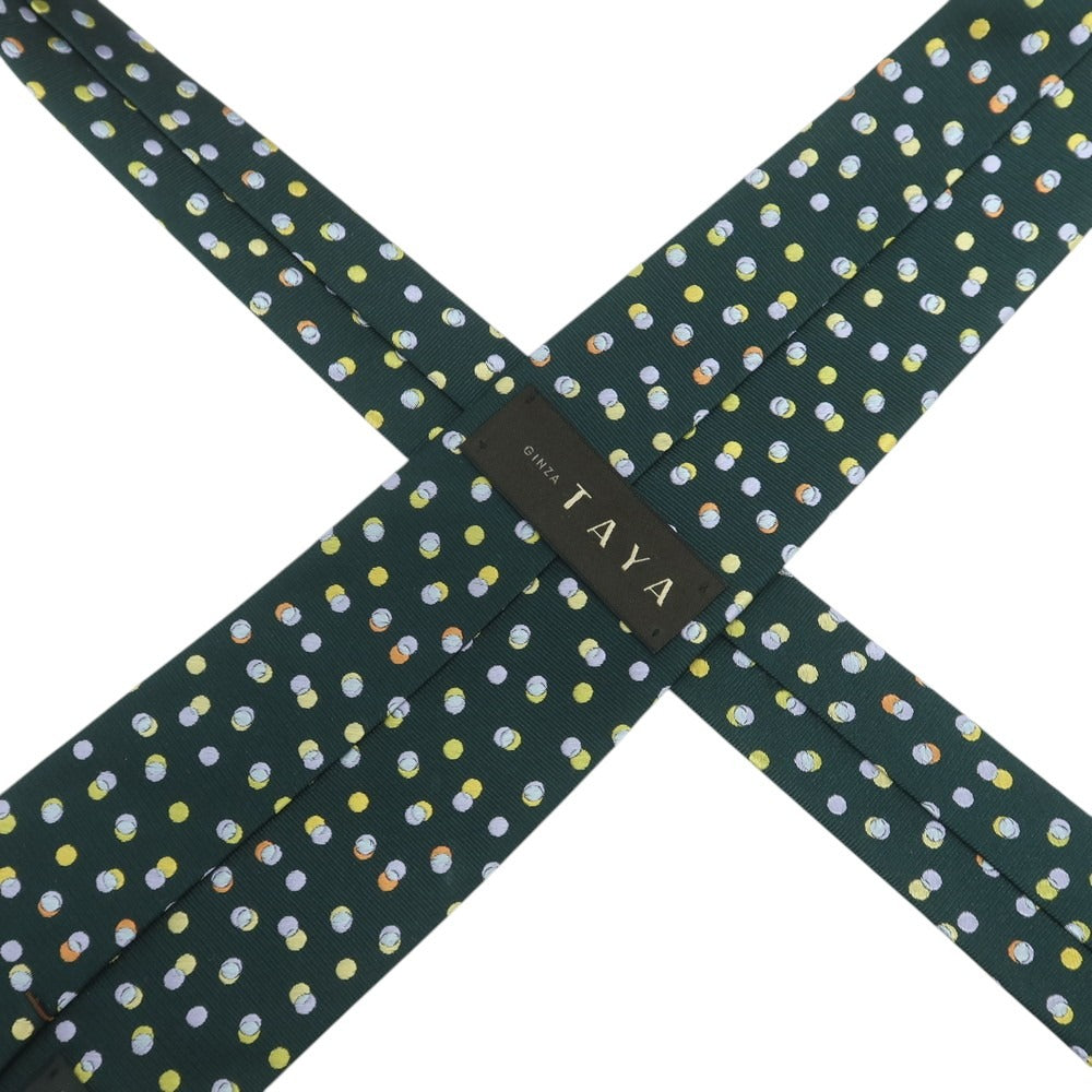 【中古】ギンザタヤ GINZA TAYA シルク 小紋柄ネクタイ ダークグリーン【 状態ランクB 】【 メンズ 】