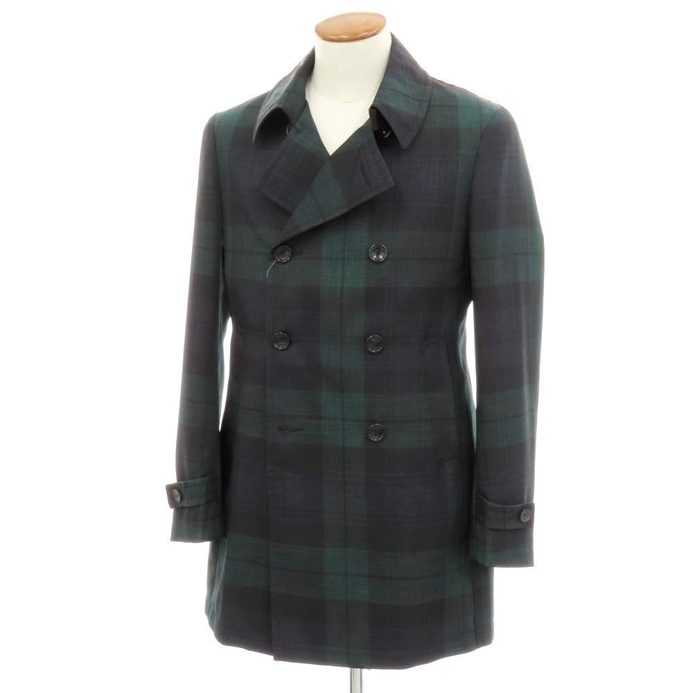 【中古】タリアトーレ TAGLIATORE CHARLIE Brilla per il gusto別注 ポリエステル チェック ピーコート グリーンxブラック【 46 】【 状態ランクB 】【 メンズ 】