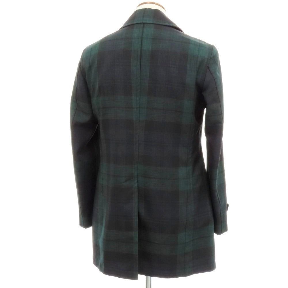 【中古】タリアトーレ TAGLIATORE CHARLIE Brilla per il gusto別注 ポリエステル チェック ピーコート グリーンxブラック【 46 】【 状態ランクB 】【 メンズ 】