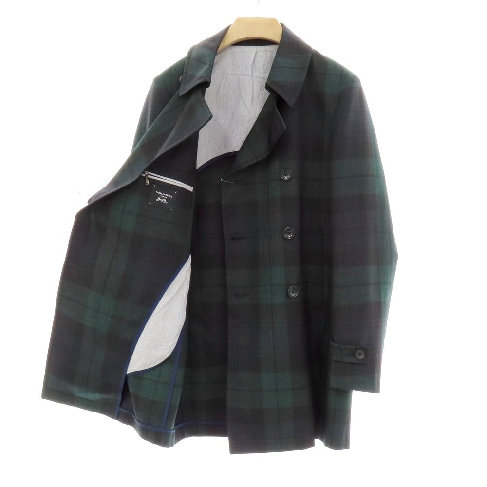【中古】タリアトーレ TAGLIATORE CHARLIE Brilla per il gusto別注 ポリエステル チェック ピーコート グリーンxブラック【 46 】【 状態ランクB 】【 メンズ 】