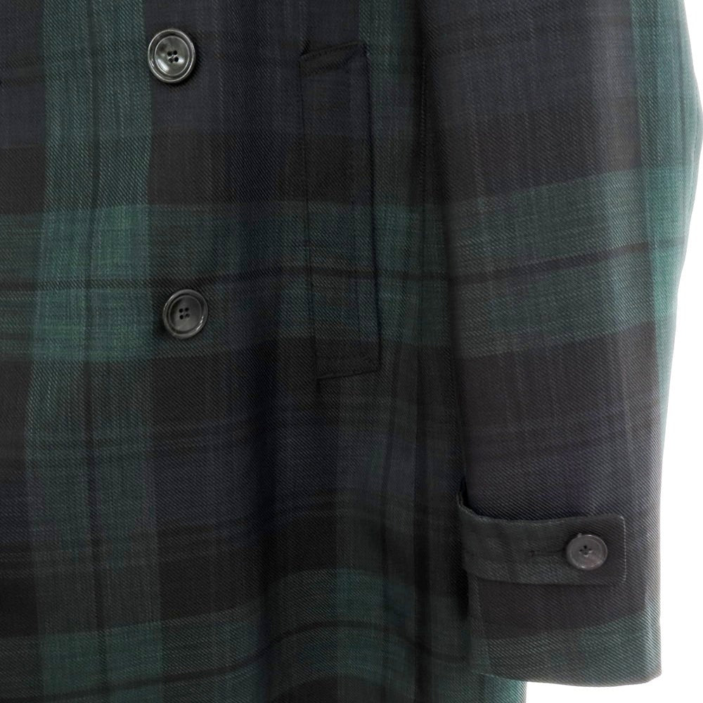 【中古】タリアトーレ TAGLIATORE CHARLIE Brilla per il gusto別注 ポリエステル チェック ピーコート グリーンxブラック【 46 】【 状態ランクB 】【 メンズ 】