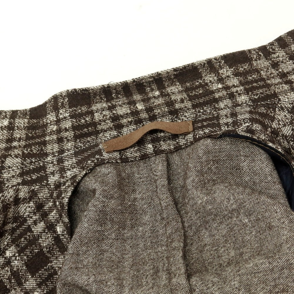 【中古】イレブンティ eleventy ウールコットンジャージー チェック カジュアルジャケット ブラウンxホワイト【 46 】【 状態ランクB 】【 メンズ 】