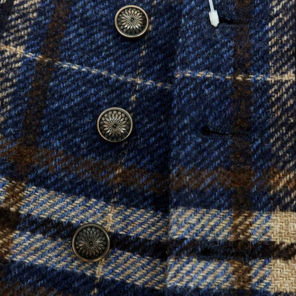 【中古】タリアトーレ TAGLIATORE ウール チェック カジュアル系ジレ ネイビーxブラウン【 46 】【 状態ランクB 】【 メンズ 】