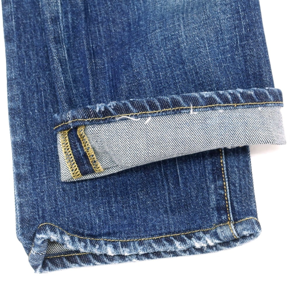 【中古】シビリア SIVIGLIA クラッシュ&リペア加工 ストレッチ コットン デニムパンツ ネイビーブルー【 32 】【 状態ランクC 】【 メンズ 】