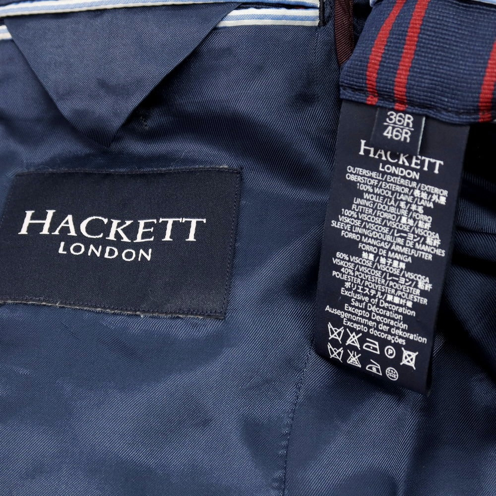 【中古】ハケットロンドン HACKETT LONDON ウール 2B テーラードジャケット ネイビー【サイズ36R/46R(M位)】【 状態ランクC 】【 メンズ 】