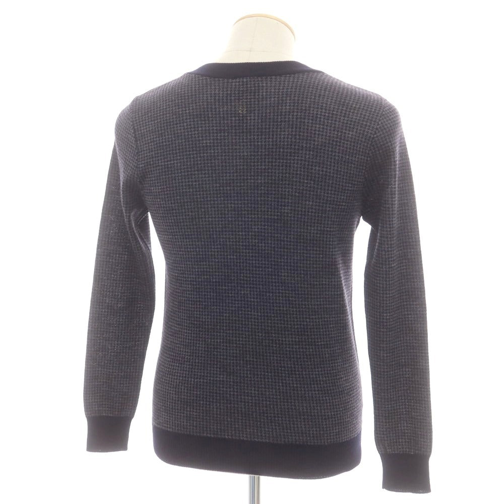 【中古】ルトロワ Letroyes ハイゲージウール ハウンドトゥース プルオーバーニット ネイビーxグレー【 S 】【 状態ランクA 】【 メンズ 】
