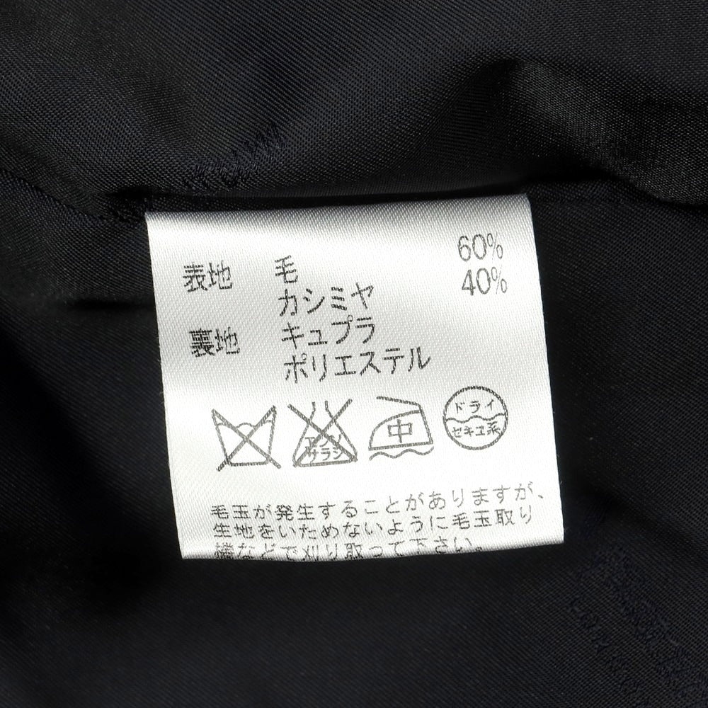 【中古】アクアスキュータム Aquascutum ウールカシミヤ ヘリンボーン ショールカラー ガウンコート ネイビー系【 M 】【 状態ランクB 】【 メンズ 】