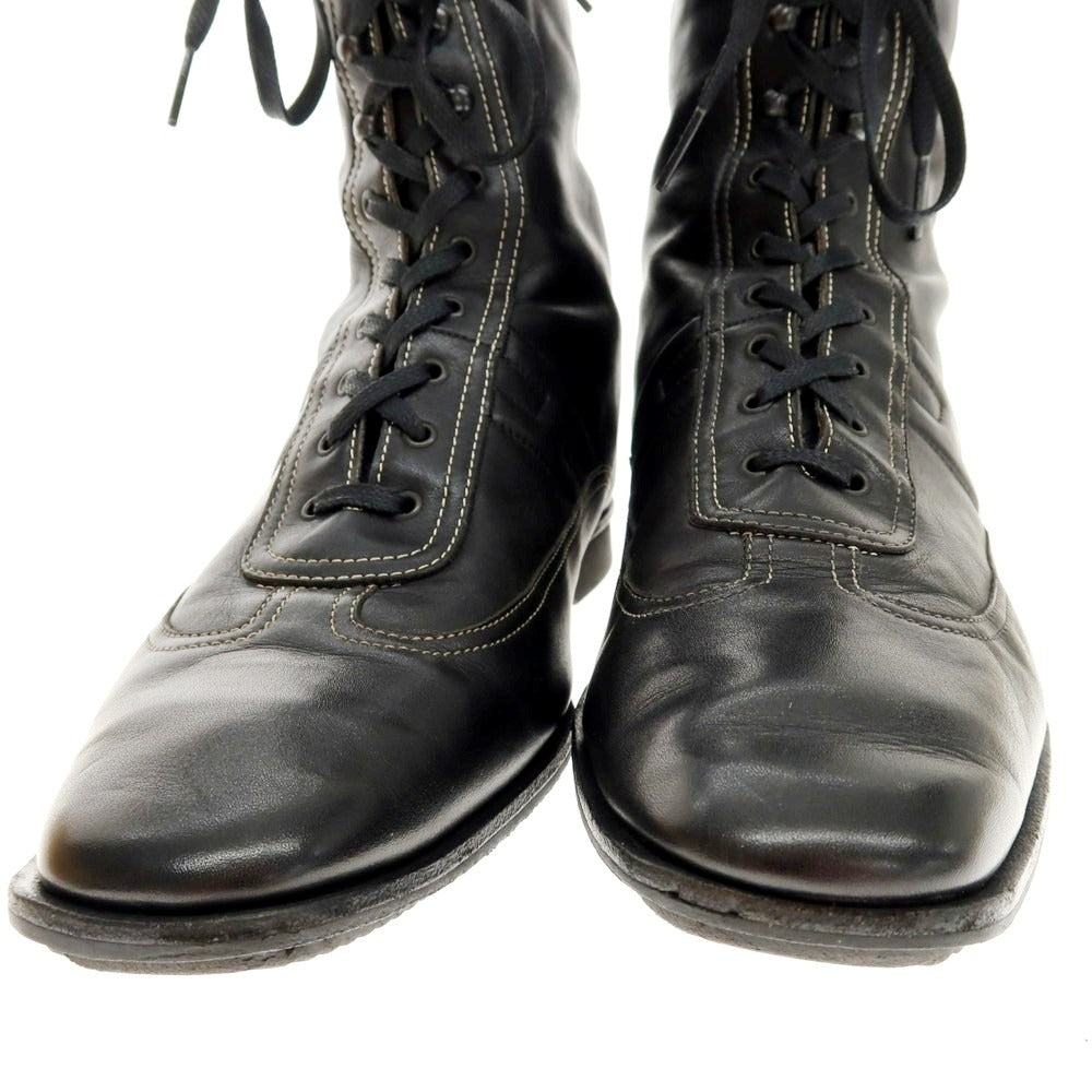 【中古】エルメス HERMES レザー ロングブーツ ブラック【 41 1/2 】【 状態ランクB 】【 メンズ 】