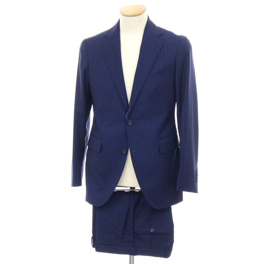【中古】タリアトーレ TAGLIATORE Brilla per il gusto別注 ウール ストライプ 2つボタンスーツ ネイビーブルー【サイズ44】【 状態ランクB 】【 メンズ 】