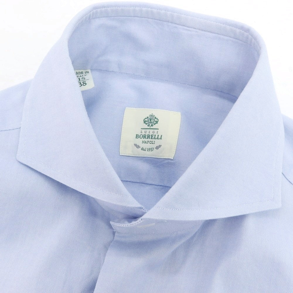 【中古】ルイジ ボレッリ Luigi Borrelli コットン ホリゾンタルカラー ドレスシャツ ライトブルー【 38 】【 状態ランクB 】【 メンズ 】