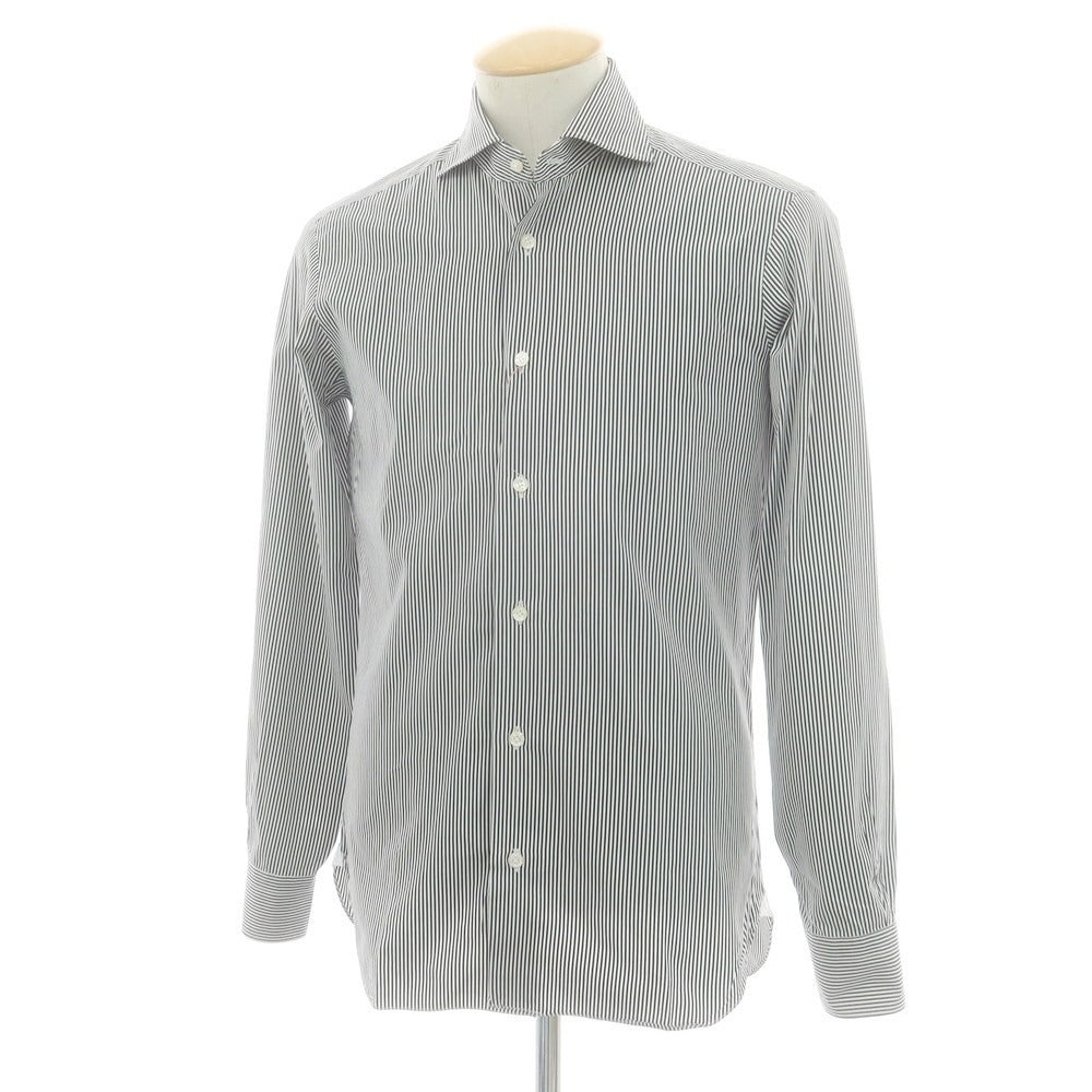 【中古】バルバ ダンディライフ BARBA DANDY LIFE コットン ストライプ ワイドカラー ドレスシャツ ブラックxホワイト【 38 】【 状態ランクA 】【 メンズ 】