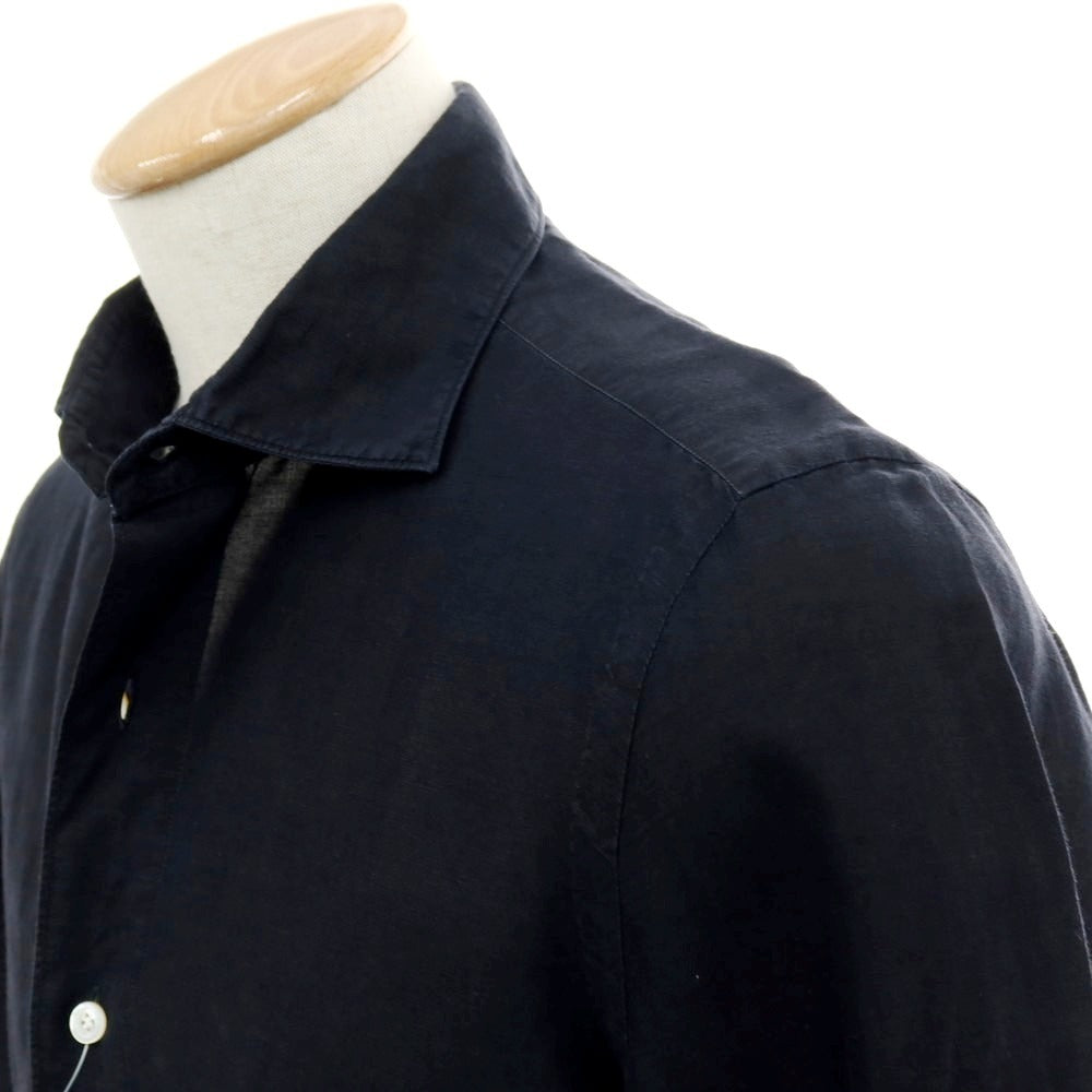 【中古】フィナモレ Finamore コットンリネン カジュアルシャツ ブラック【サイズS】【 状態ランクC 】【 メンズ 】