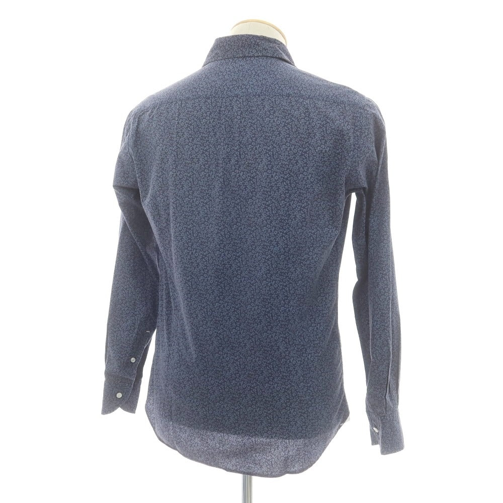 【中古】オリアン ORIAN コットン ボタニカル柄 ワイドカラー カジュアルシャツ ネイビー【 S 】【 状態ランクB 】【 メンズ 】