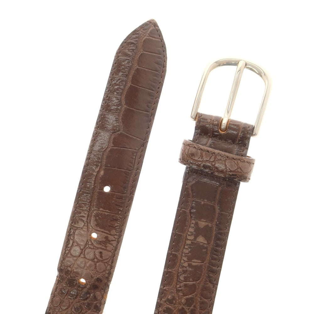 【中古】サドラーズ Saddlers クロコ型押しレザー ベルト ブラウン【 85-100 】【 状態ランクC 】【 メンズ 】