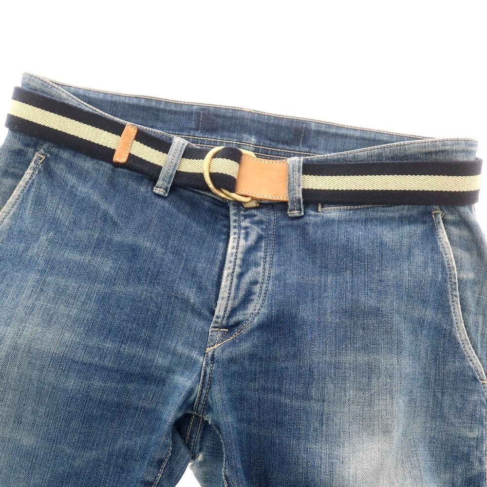 【中古】アンボワーズ AMBOISE ダブルリング リボンベルト ダークネイビーxゴールド【 85 】【 状態ランクB 】【 メンズ 】