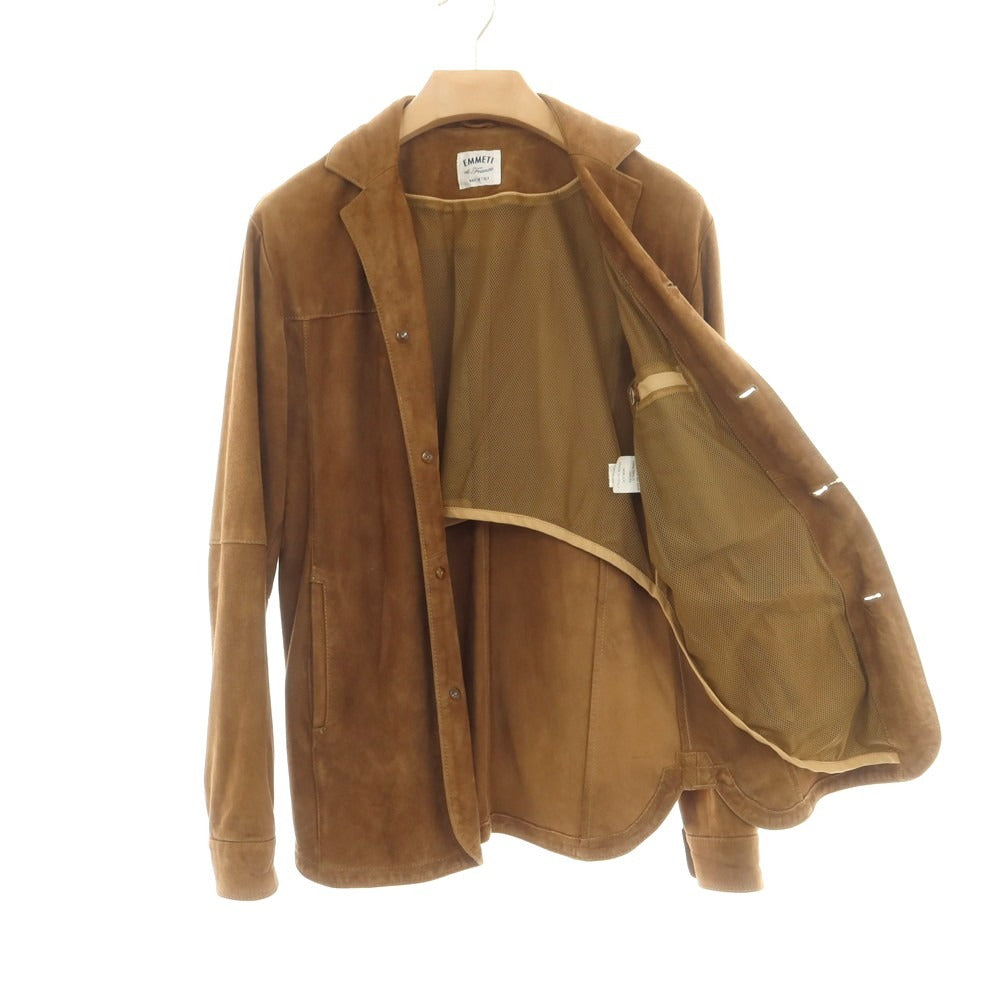 【中古】エンメティ EMMETI ゴートスキンスエード レザージャケット ブラウン【 46 】【 状態ランクC 】【 メンズ 】