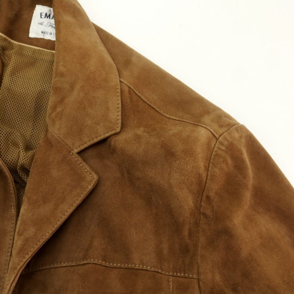 【中古】エンメティ EMMETI ゴートスキンスエード レザージャケット ブラウン【 46 】【 状態ランクC 】【 メンズ 】