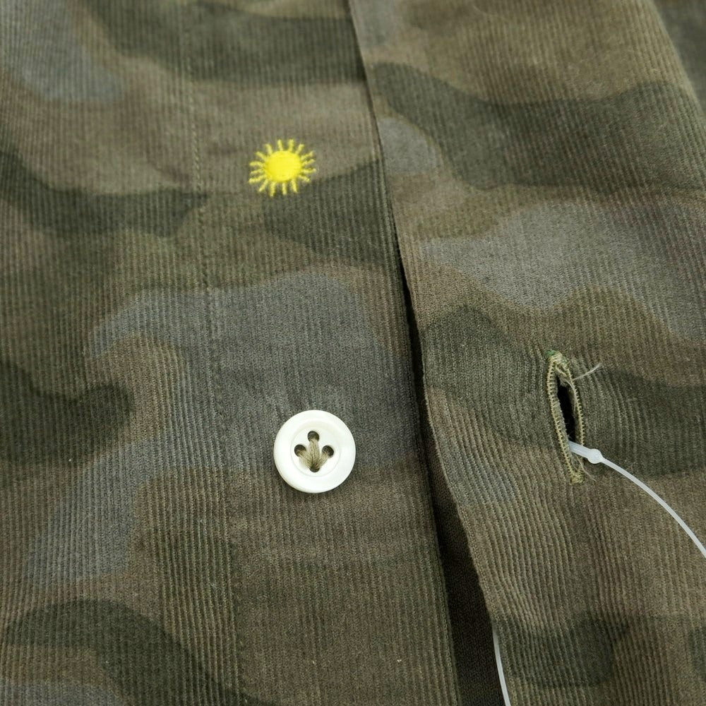 【中古】ジャンネット giannetto 細畝コーデュロイ カモフラ ホリゾンタルカラー カジュアルシャツ グリーン【 S 】【 状態ランクC 】【 メンズ 】