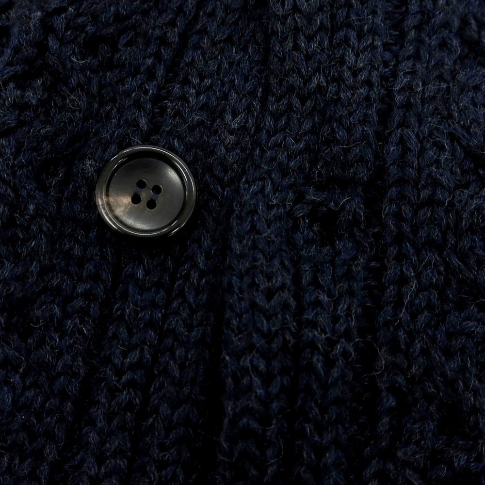 【中古】ロベルトコリーナ ROBERTO COLLINA ウール ケーブル編み ショールカラーカーディガン ネイビー【 46 】【 状態ランクB 】【 メンズ 】