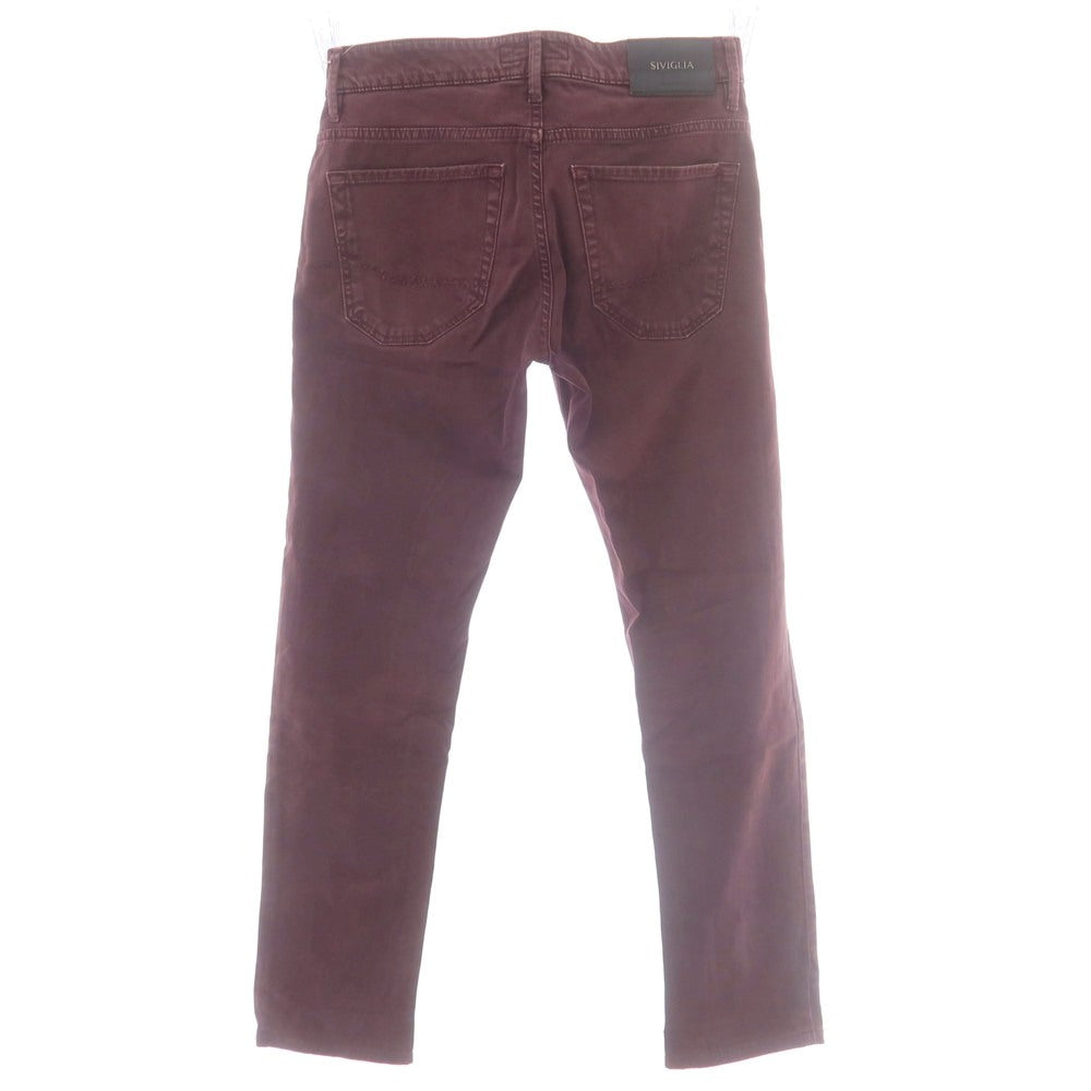 【中古】シビリア SIVIGLIA ストレッチコットン 5ポケットパンツ ワイン【 31 】【 状態ランクC 】【 メンズ 】