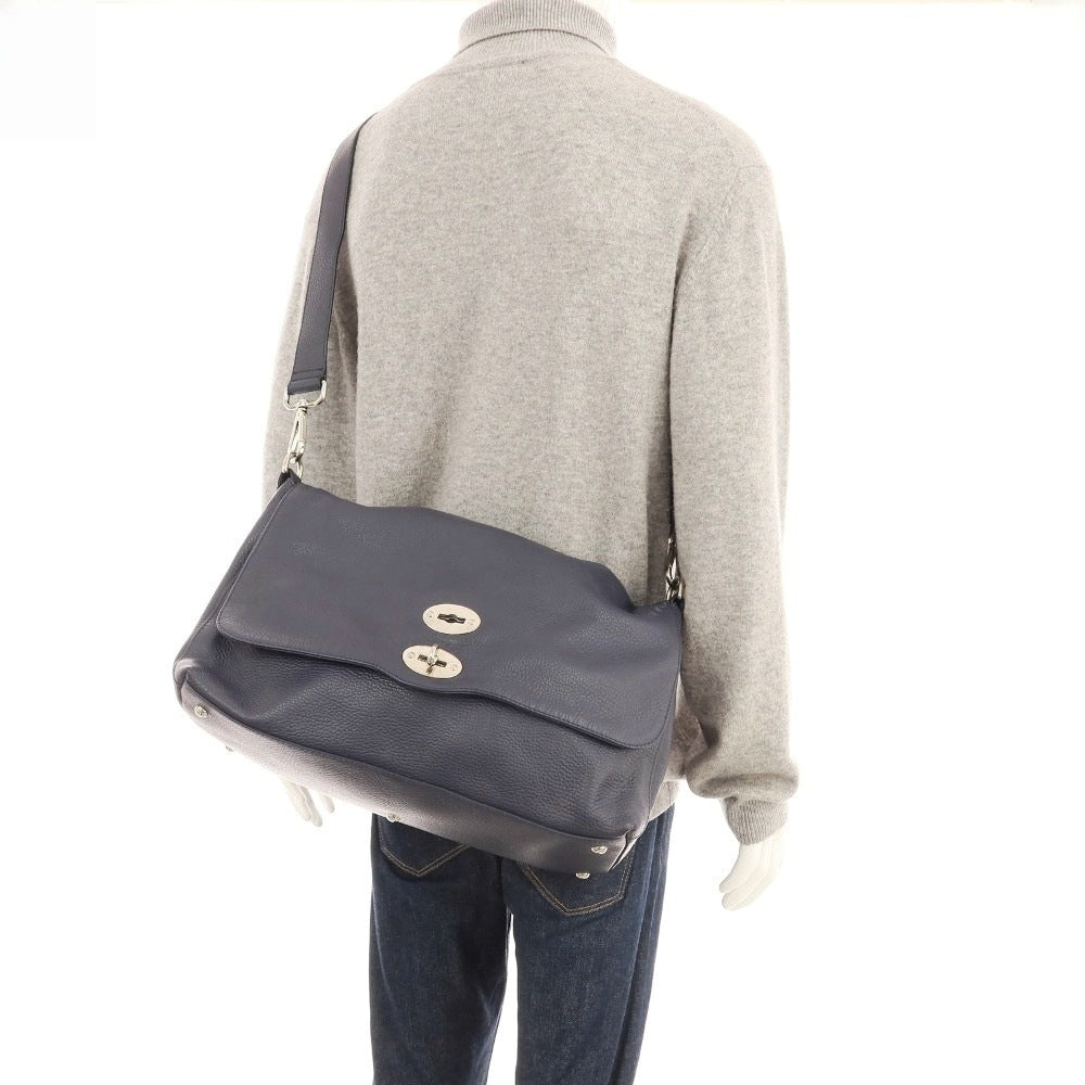 【中古】ザネラート ZANELLATO POSTINA 50’S レザー ショルダーバッグ ネイビー【 状態ランクB 】【 メンズ 】