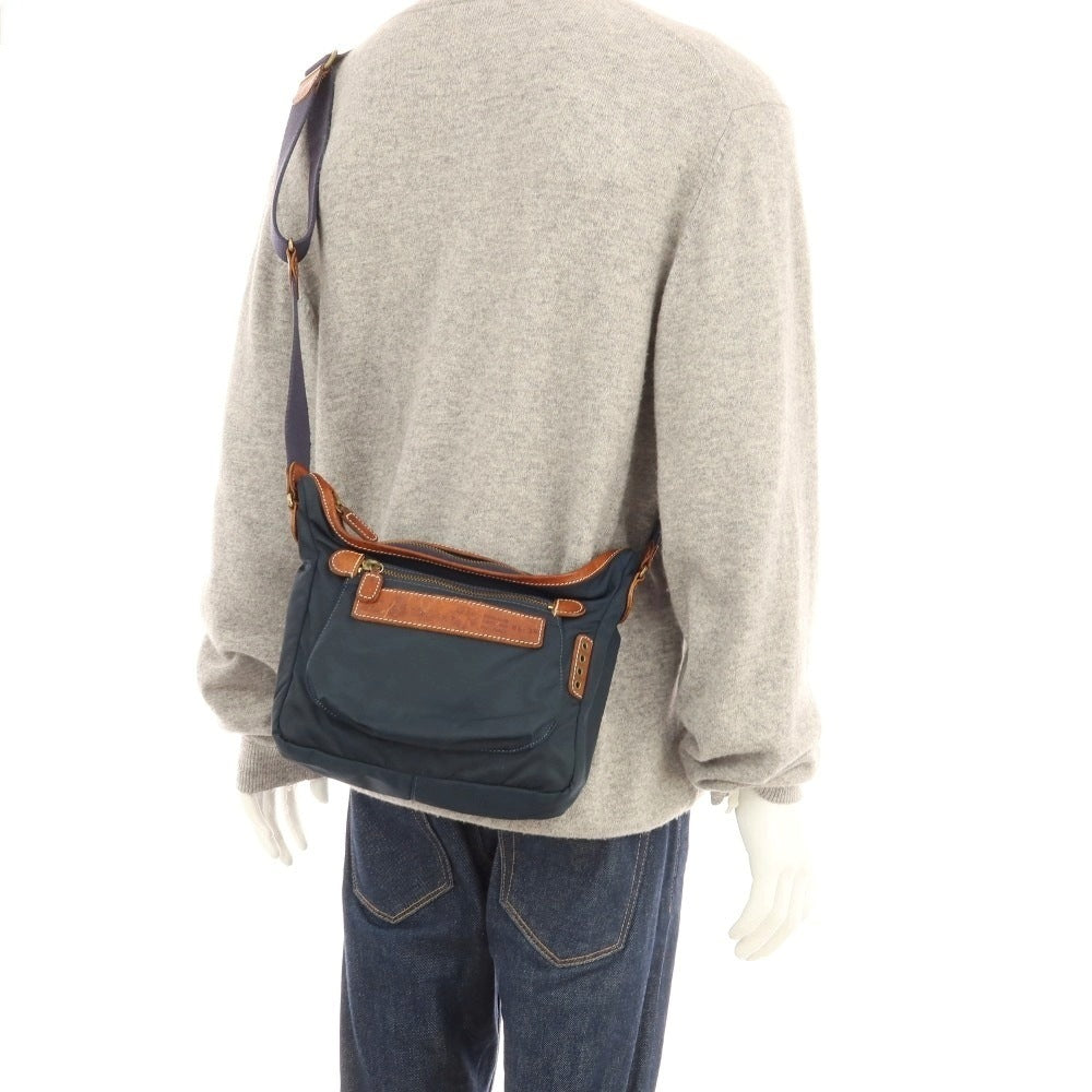【中古】フェリージ Felisi 04-35 ナイロン×レザー ショルダーバッグ ネイビーxブラウン【 状態ランクC 】【 ユニセックス 】