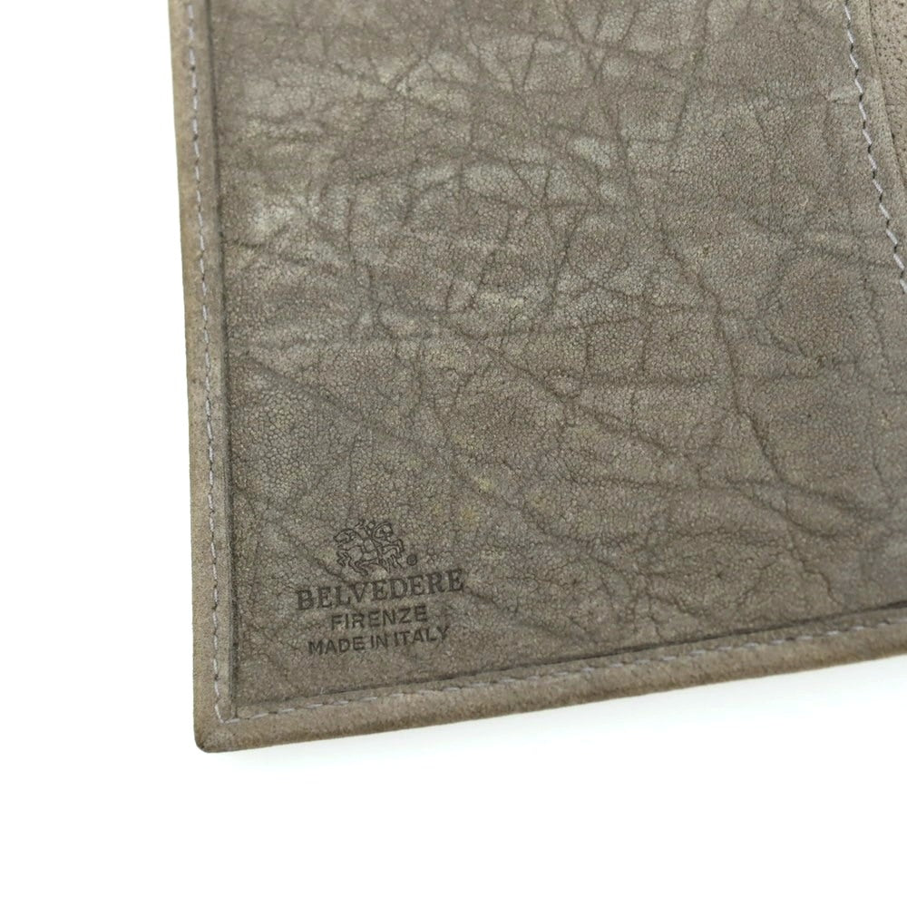 【中古】ベルヴェデーレ BELVEDERE FIRENZE エレファント レザー 二つ折り財布 グレイッシュカーキ【 状態ランクB 】【 メンズ 】