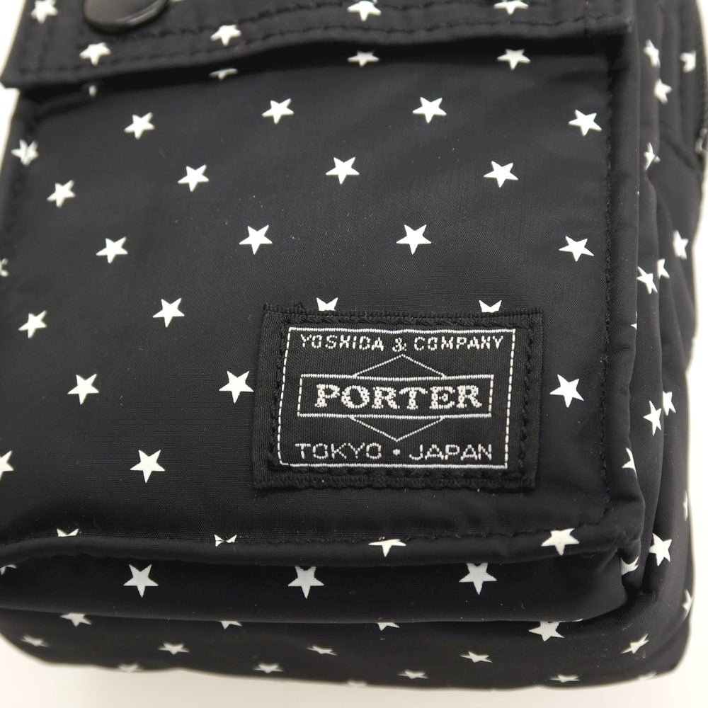 【中古】ポーター PORTER BLACK BEAUTY ナイロン 星柄 マルチポーチ ブラックxホワイト【 状態ランクB 】【 ユニセックス 】