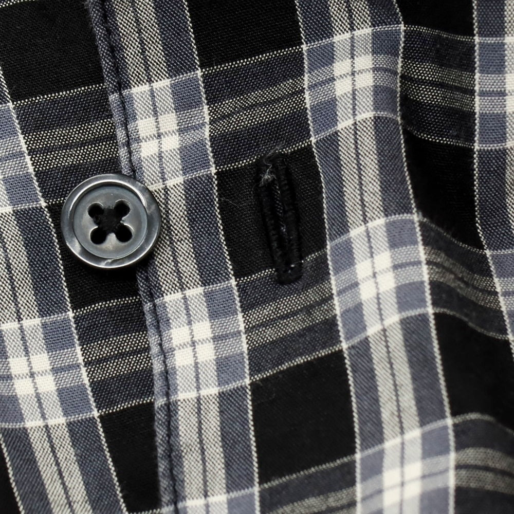 【中古】シュプリーム Supreme 2025年春夏 Mini Plaid S/S Shirt コットン チェック 半袖シャツ ブラックxホワイト【サイズL】【 状態ランクB 】【 メンズ 】