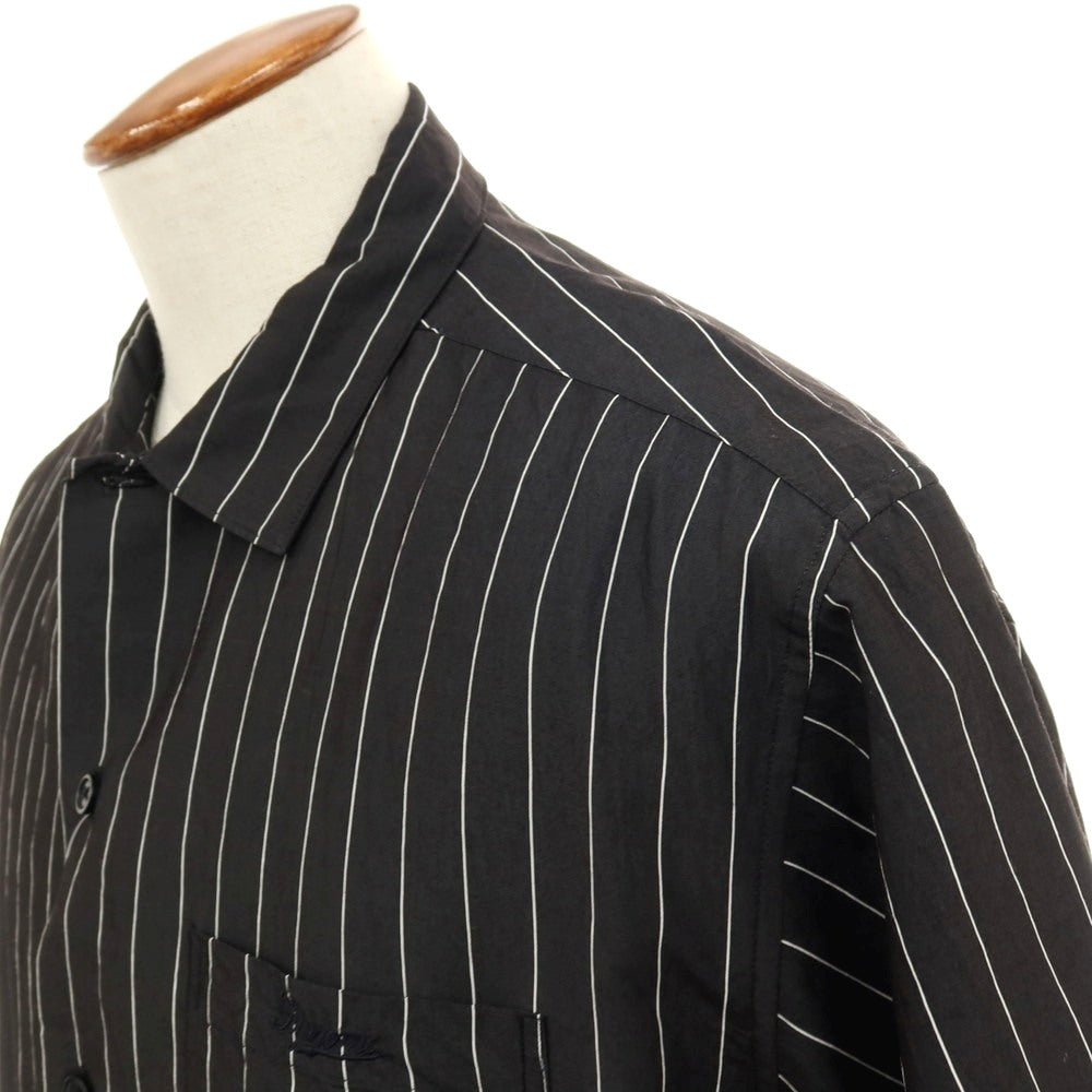 【中古】シュプリーム Supreme 2025年春夏 Stripe S/S Pajama Shirt レーヨンナイロン 半袖シャツ ブラックxホワイト【サイズM】【 状態ランクB 】【 メンズ 】