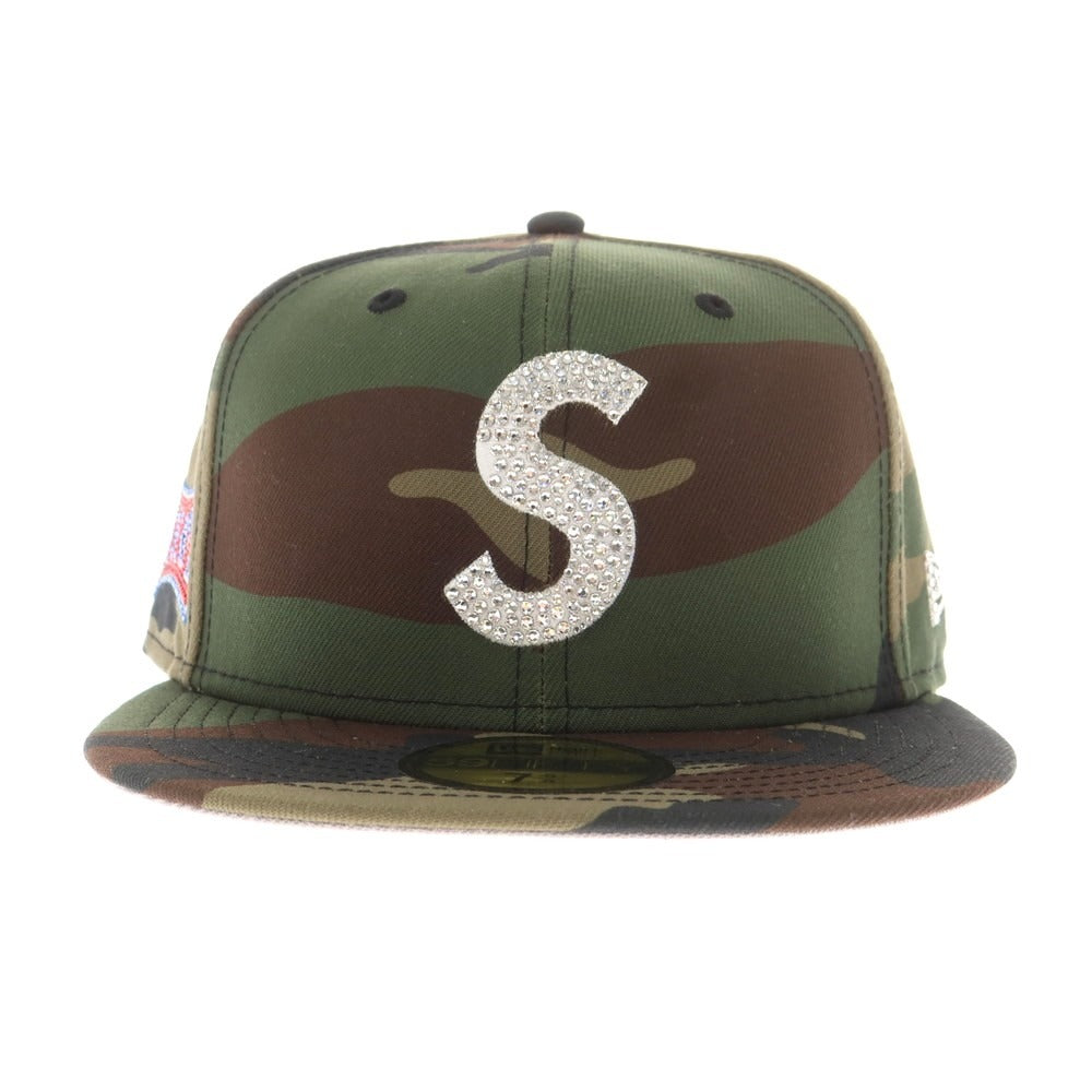 【中古】シュプリーム Supreme 2025年秋冬 Swarovski S Logo New Era カモフラージュ柄 キャップ グリーンxブラウン【 7 5/8 】【 状態ランクA 】【 メンズ 】