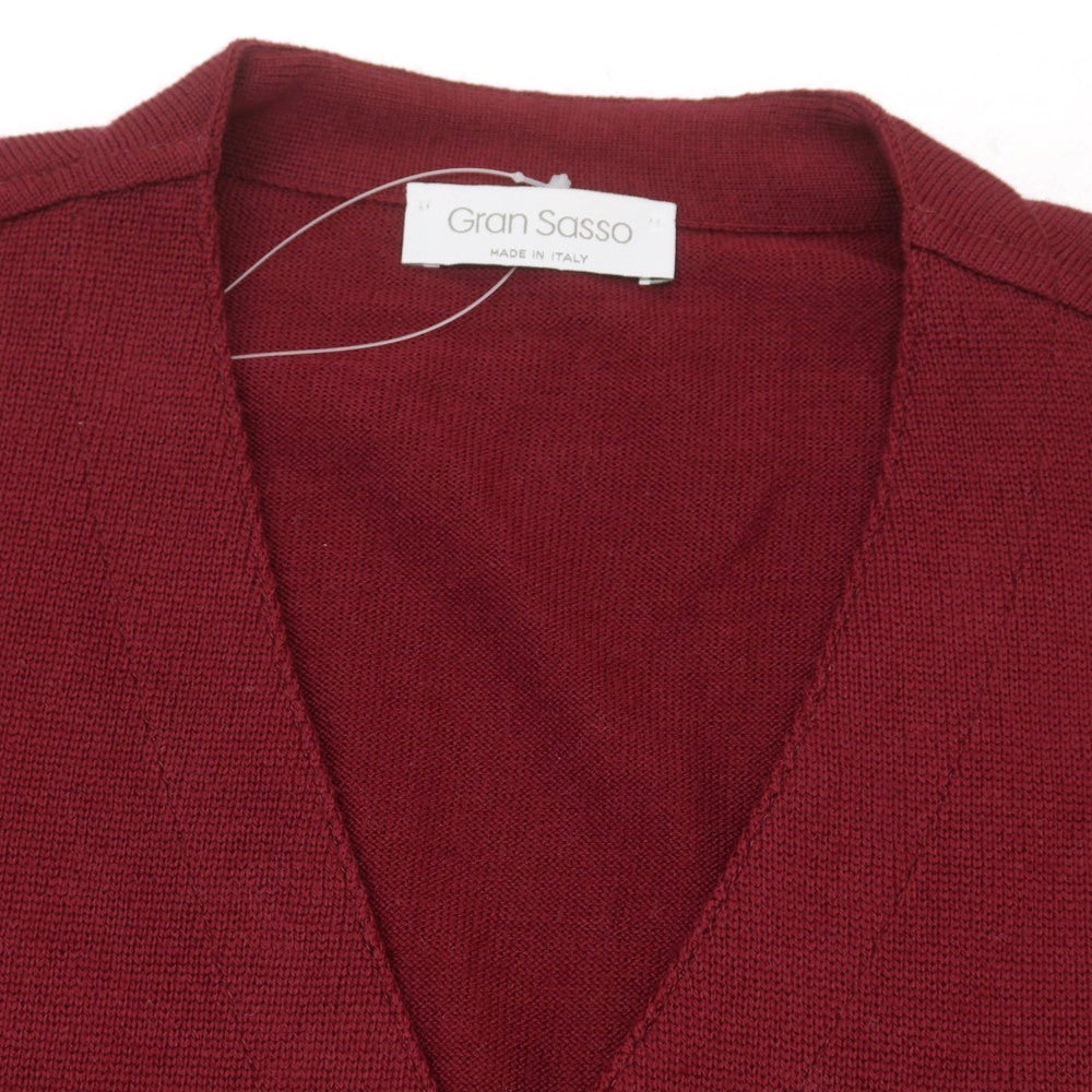 【中古】グランサッソ GRAN SASSO ウール ジレ ニットベスト ワインレッド【 44 】【 状態ランクB 】【 メンズ 】