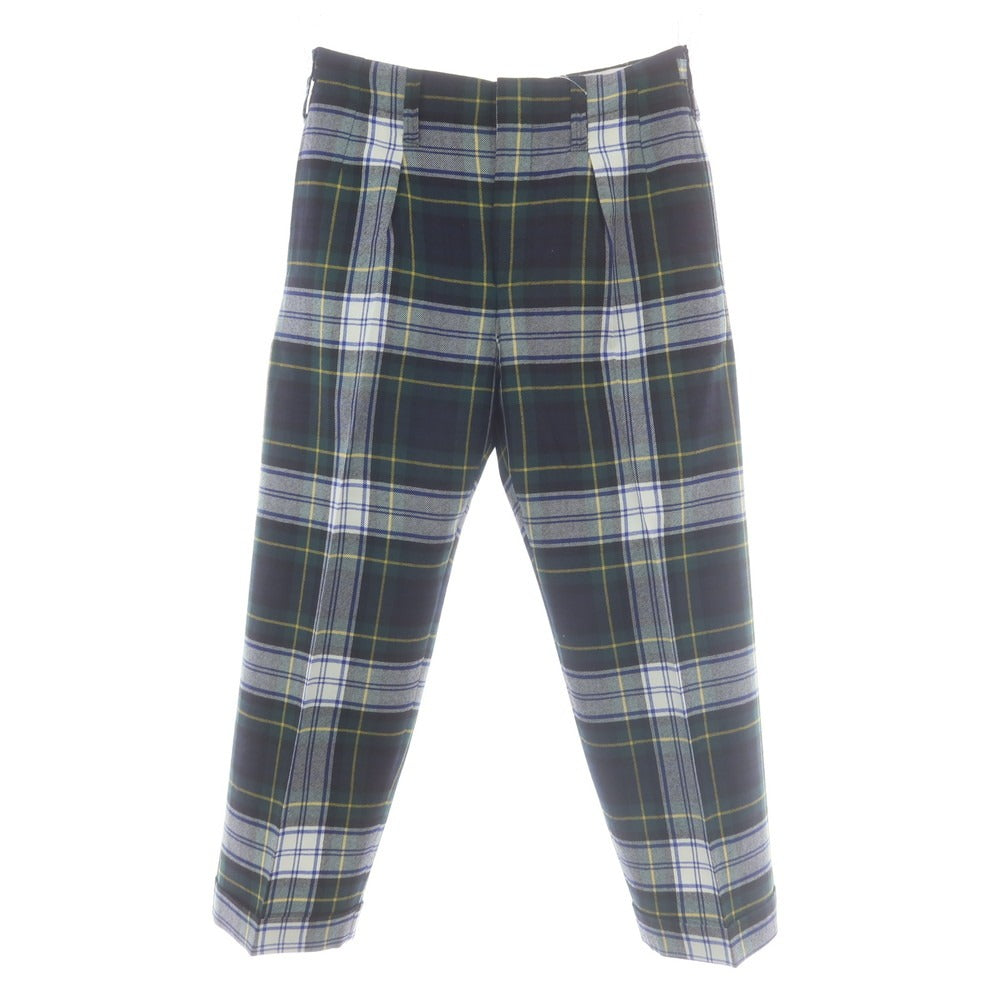 【中古】タンジェント Tangent ウール チェック カジュアルスラックスパンツ グリーンxネイビー【 48 】【 状態ランクB 】【 メンズ 】