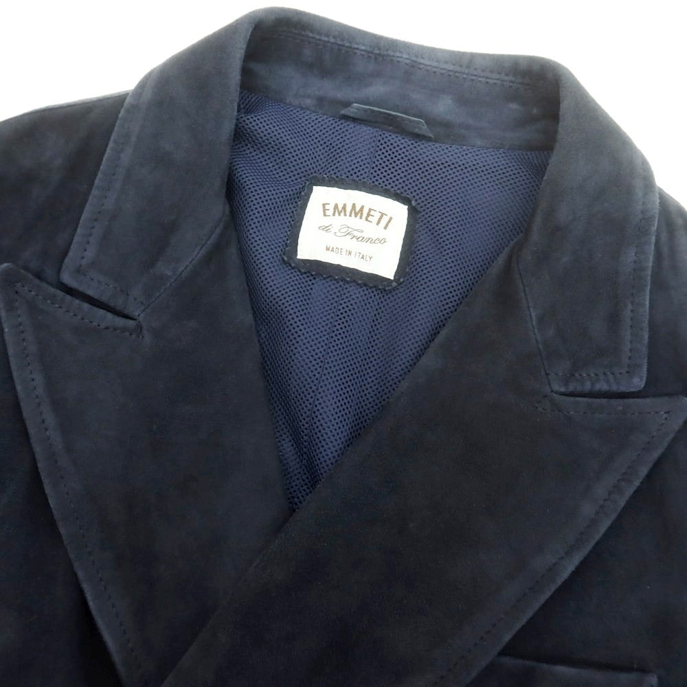 【中古】エンメティ EMMETI スエードレザー ダブルジャケット ネイビー【 46 】【 状態ランクC 】【 メンズ 】