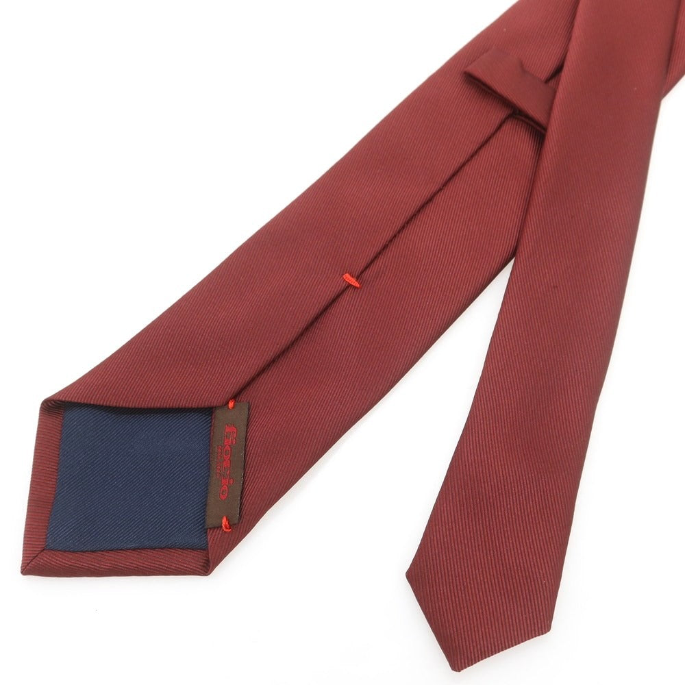 【中古】フィオリオ FIORIO シルク 無地ネクタイ マルーン【 状態ランクA 】【 メンズ 】