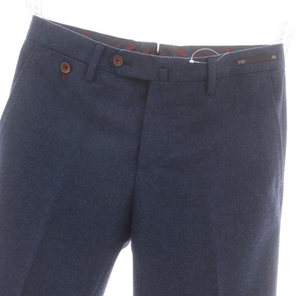 【中古】ピーティーゼロウーノ PT01 Paisley Chino SUPER 110’S ウール ドレススラックスパンツ ネイビー【 46 】【 状態ランクB 】【 メンズ 】