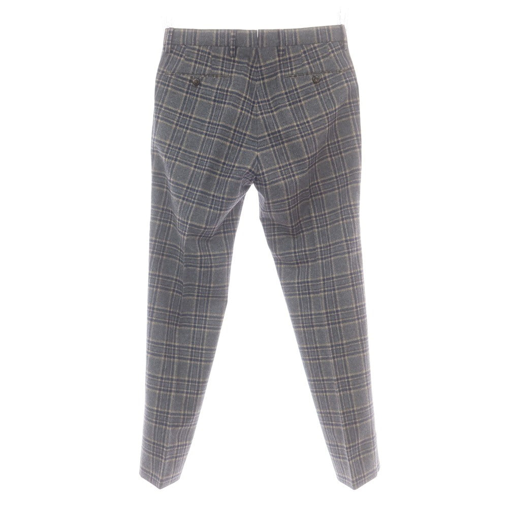 【中古】ピーティーゼロウーノ PT01 Fulham Rd. ウール チェック ドレススラックスパンツ グレーxネイビー【 46 】【 状態ランクB 】【 メンズ 】