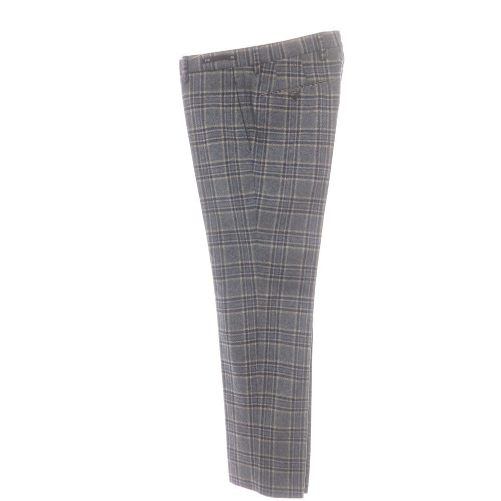 【中古】ピーティーゼロウーノ PT01 Fulham Rd. ウール チェック ドレススラックスパンツ グレーxネイビー【 46 】【 状態ランクB 】【 メンズ 】