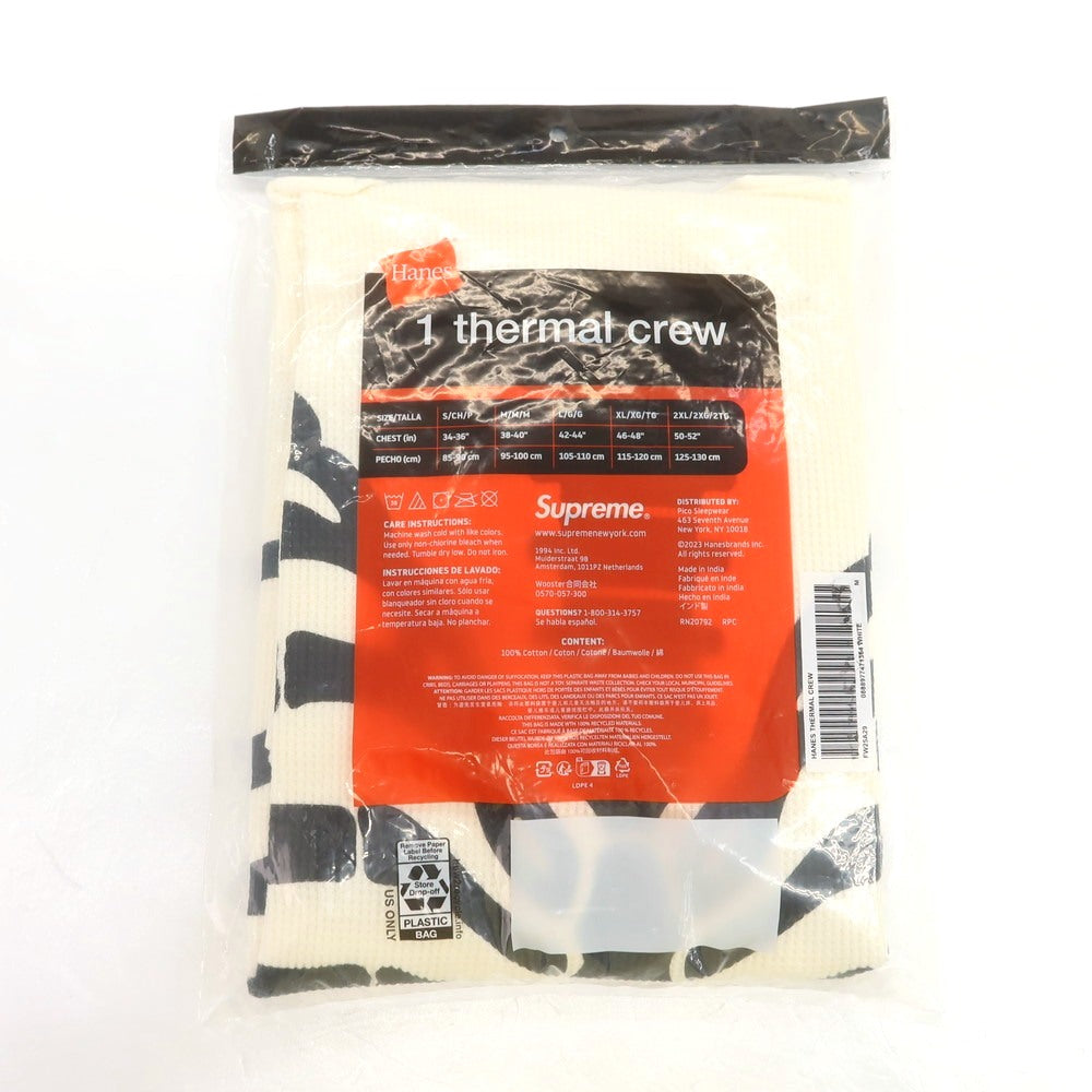 【中古】【未使用】シュプリーム Supreme Hanes Bones Thermal Crew 長袖Tシャツ ホワイト【 M 】【 状態ランクS 】【 メンズ 】