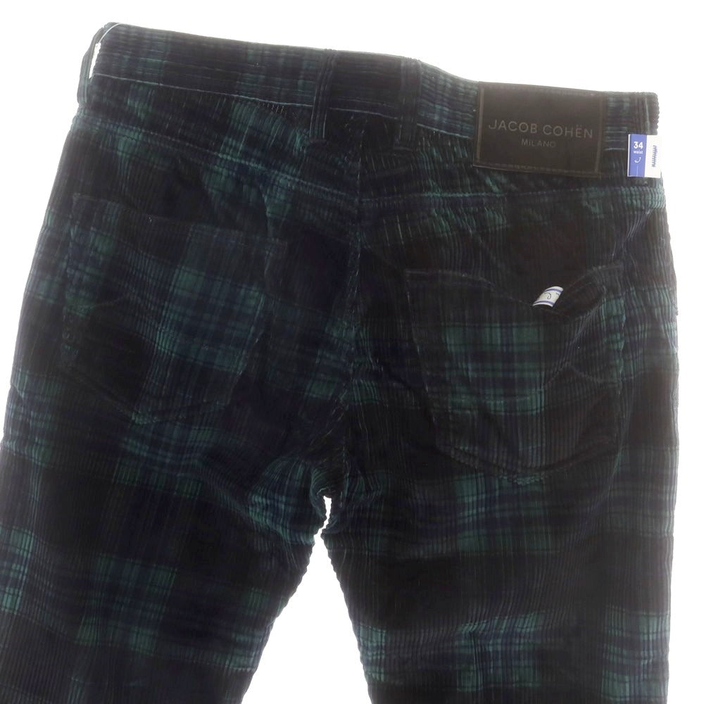 【新品】ヤコブコーエン JACOB COHEN LENNY ストレッチ コーデュロイパンツ グリーンxネイビー【 34 】【 状態ランクN 】【 メンズ 】