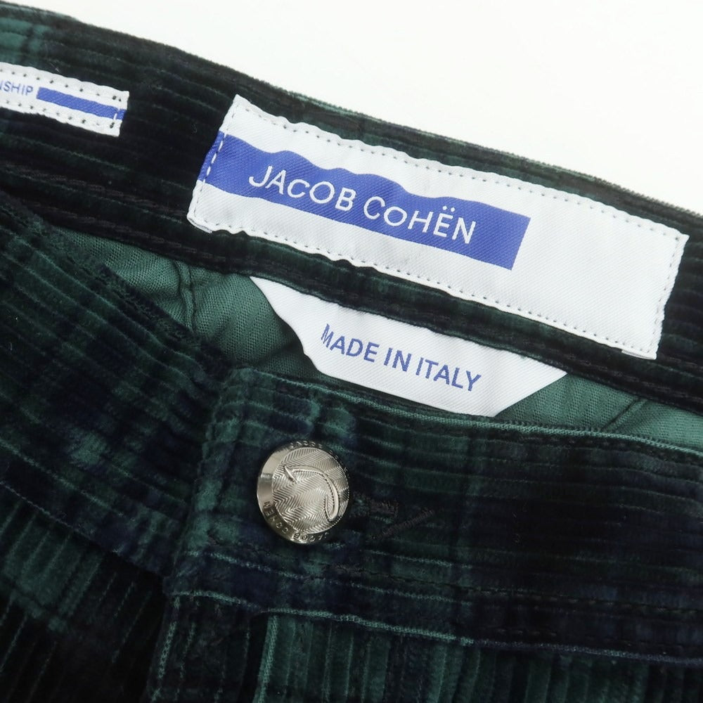 【新品】ヤコブコーエン JACOB COHEN LENNY ストレッチ コーデュロイパンツ グリーンxネイビー【 34 】【 状態ランクN 】【 メンズ 】