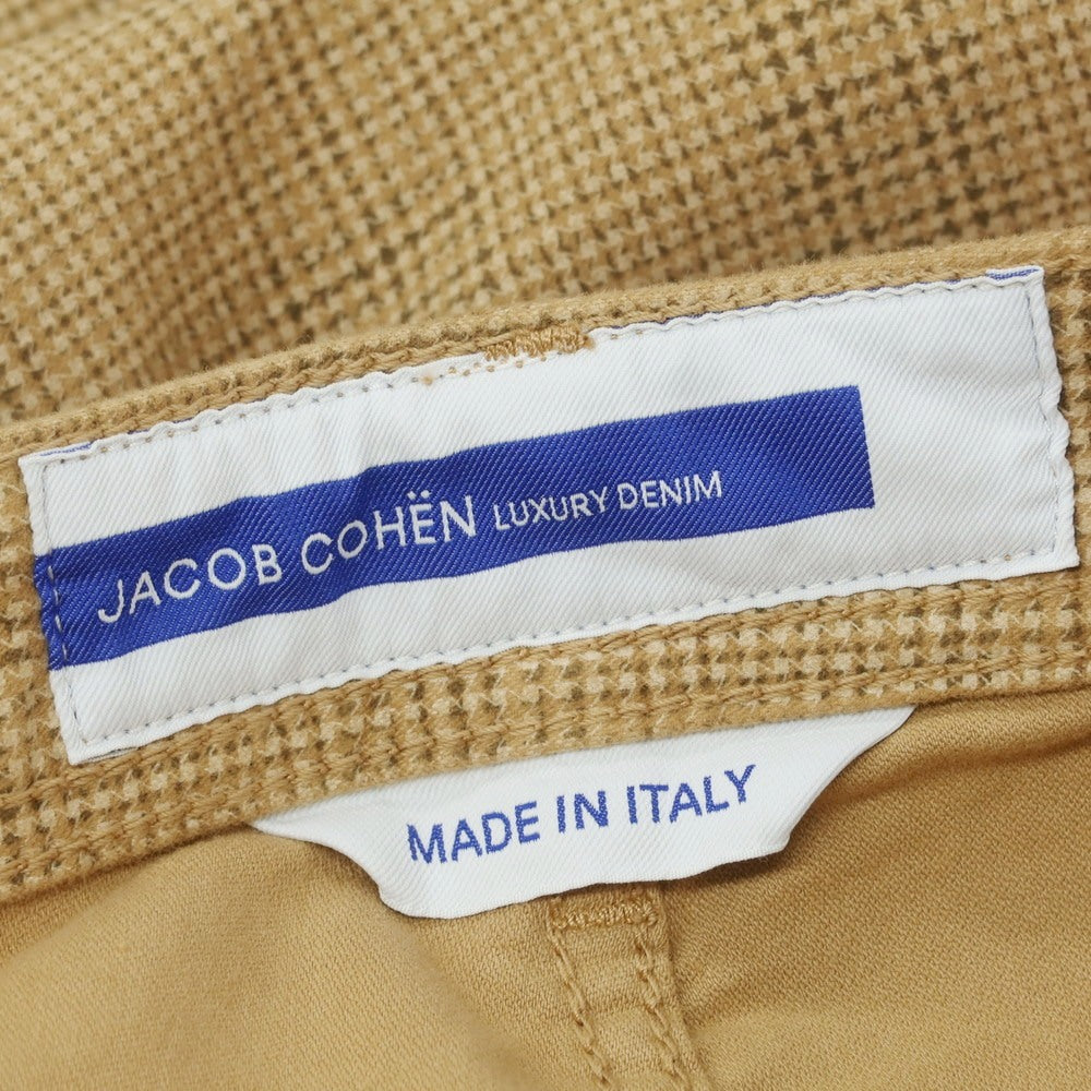 【新品】ヤコブコーエン JACOB COHEN LENNY ストレッチコットン チェック 5ポケットパンツ ベージュxダークカーキ【 34 】【 状態ランクN 】【 メンズ 】