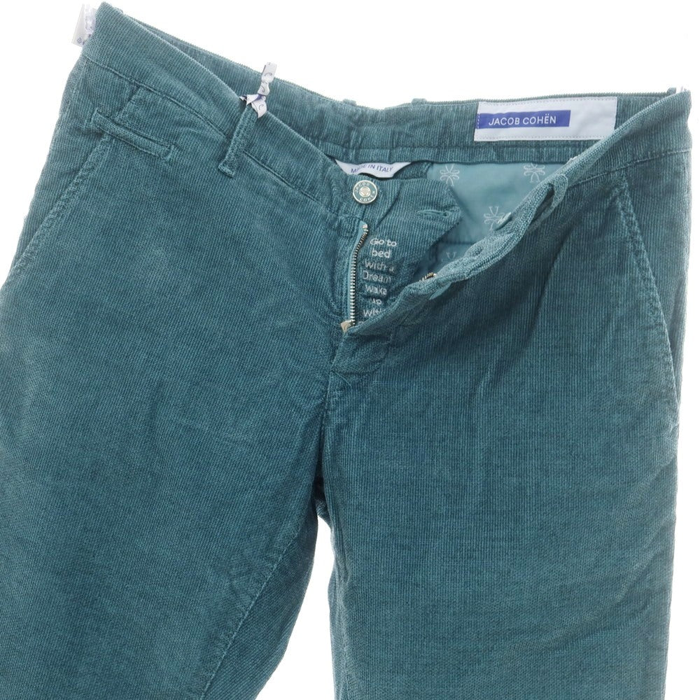 【新品】ヤコブコーエン JACOB COHEN BOBBY ストレッチコットン コーデュロイ カジュアルスラックスパンツ ブルーグリーン【 34 】【 状態ランクN 】【 メンズ 】