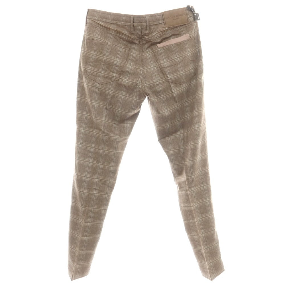 【新品】ヤコブコーエン JACOB COHEN PHARREL ACTIVE ストレッチウールカシミヤ チェック イージースラックスパンツ ブラウン【 34 】【 状態ランクN 】【 メンズ 】